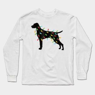 Cute Hungarian Christmas Lights With Santa Hat Dog Dad Mom Long Sleeve T-Shirt